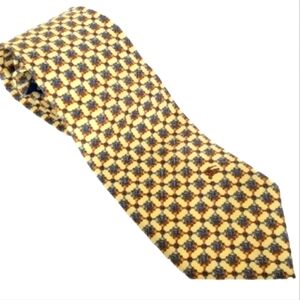 Burberry's London  Men's Patterned Tie - Yellow and Blue 100% Silk